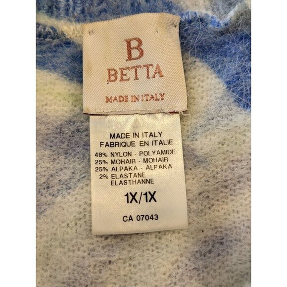 Betta Mohair Alpaca Blend Sweater Womens Plus Size 1X Blue Made In Italy Cozy - Picture 6 of 6